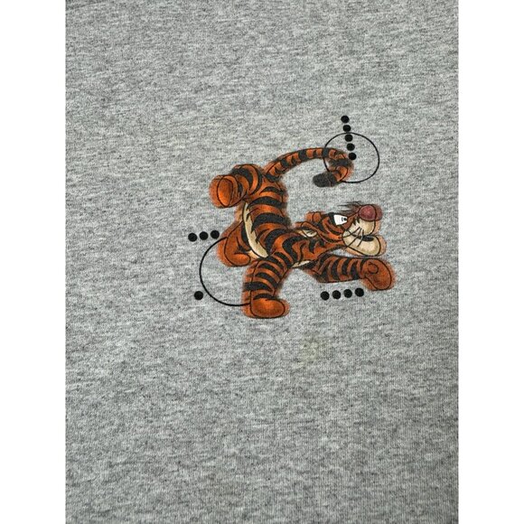 Rare Vintage 90s Disney Tigger Winnie The Pooh Gray Shirt Cartoon Art Medium Tee - Picture 9 of 11